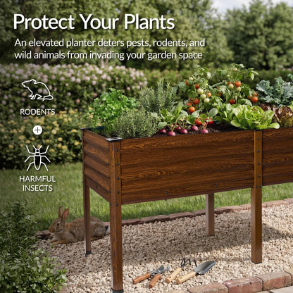 Best Choice Products 72x24x30in Non Toxic Galvanized Raised Garden Bed, Metal Elevated Planter Box, Vegetable Garden, 100% Non Toxic Materials - Wood Grain