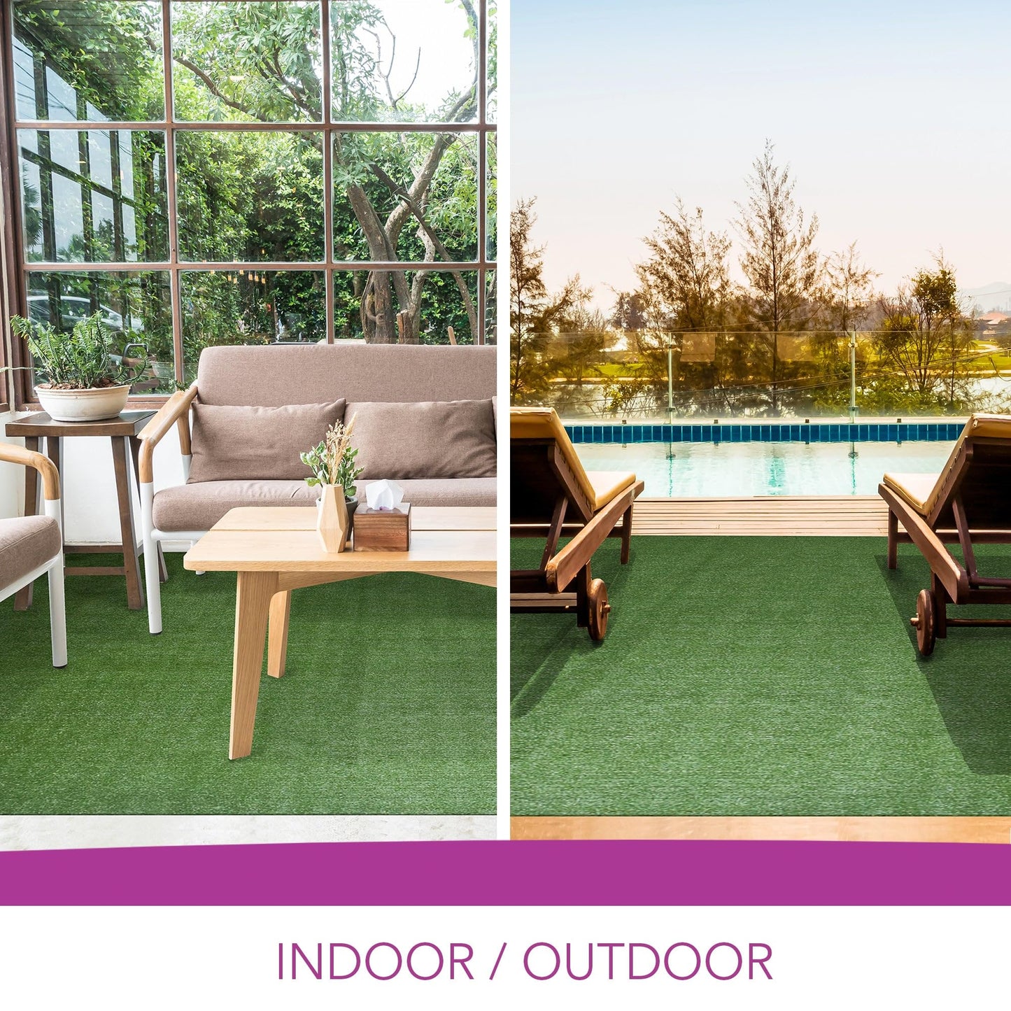 iCustomRug Synthetic Grass Rug – 6 x 10ft Lawn Green Turf Carpet for Patios, Yards, Boats, Camping – Indoor/Outdoor Use