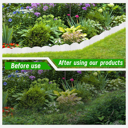 30Ft Landscape Edging Garden Edging Border Lawn Edging 30Pcs Landscape Edging Border with 30Pcs Stakes Kits White Edging for Landscaping Decorative Garden, Flower Bed, Yard and Lawn
