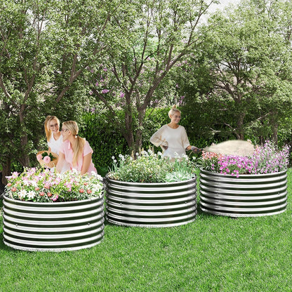 CATMANOR 4 Pack 2x2FT Round Corrugated Galvanized Steel Raised Garden Bed Outdoor, Metal Above Ground Garden Bed for Vegetables and Flowers, Raised Beds for Gardening-2x2FTx10Inch