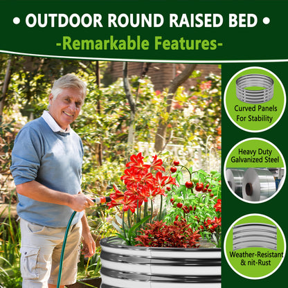 DIIYIV 2Pack 2x2x1ft Galvanized Raised Garden Bed, Planter Raised Garden Beds Outdoor, Round Clearance Raised Garden Beds for Gardening Vegetables