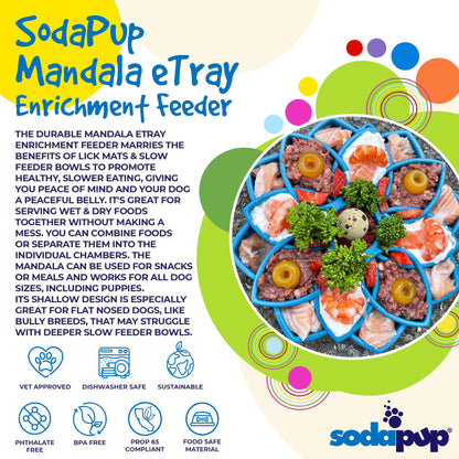 SodaPup Mandala eTray – Durable Slow Feeder Tray Made in USA from Non-Toxic, Pet-Safe, Food Safe Material for Mental Stimulation, Calming, Avoiding Overfeeding, Slow Eating, Healthy Digestion & More