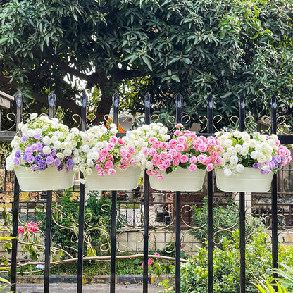 OGIMA 4pcs Hanging Flower Pots, Metal Iron Wall Planter Indoor/Outdoor for Railing Fence Balcony Garden Home Decoration with Detachable Hooks