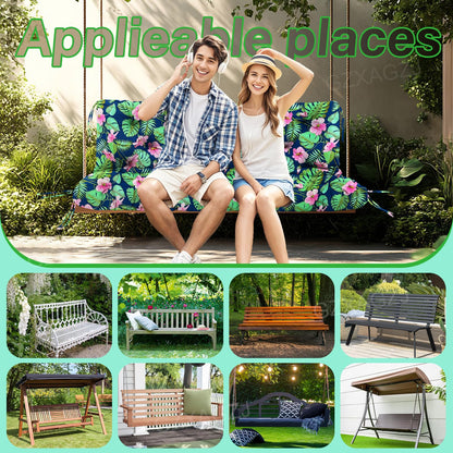 GZXAGZJ Porch Swing Cushions 70x40 inch Waterproof Outdoor Swing Cushions with Backrest and Ties Thicken 5" Swing Cushion for Outdoor Furniture Garden Lawn Patio Backyard (Rainforest Pattern)
