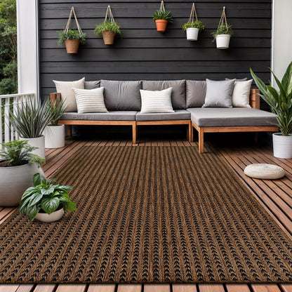 Washable Outdoor Rug 6x9 Modern Area Rugs Outdoor Carpets Striped Pattern Non Shedding Waterproof Easy Clean Patio Deck Porch Living Room Bedroom Garden RV (6 X 9 Gold)