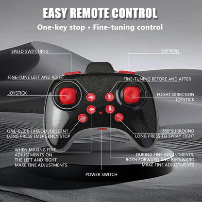 Virellia RC Airplane with Cool Spray, Foam Remote Control Airplanes with Led Light, 360° Flip Fighter Jet Toys, Stunt Roll, RC Plane for Kids Adults Aged 6+, Gifts for Kids Boys Girls, Black