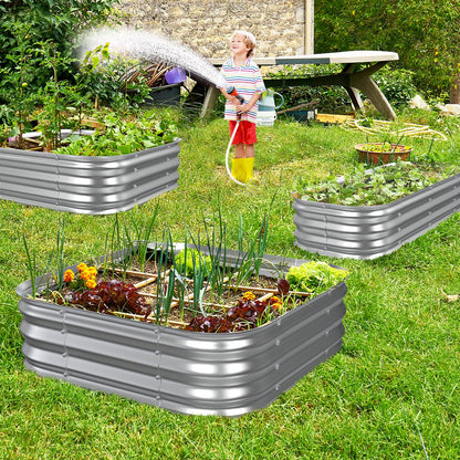 Galvanized Raised Garden Bed, 2x2 ft Heavy Duty Metal Planter Box for Vegetables, Flowers & Herbs, 12" Raised Outdoor Modular Gardening Bed, Above Ground Growing Container, Easy Assembly, Silver