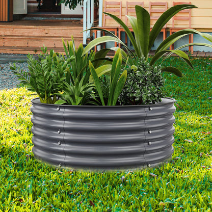 Nossta Round Raised Garden Beds, 42''x42''x17''Outdoor Galvanized Garden Planter Box for Vegetable Fruits Flower Herb (Deep Grey)