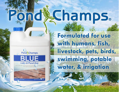 Blue Lake and Pond Dye - One Gallon of Professional Lake & Pond Dye - Treats Up to 1 Acre - Royal Blue Color - Safe for Fish, Wildlife, Pets & Children