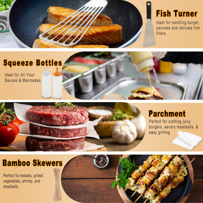 purechef 238PCS Premium Griddle Accessories Kit, Griddle Tools for Flat Top Grill with Enlarged Spatulas, Burger Press, Basting Cover & Storage Bag, Flat Top Grill Accessories for Outdoor Barbecue