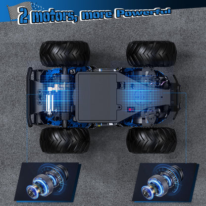 Hielse Remote Control Car, All-Terrain Remote Control Truck for Boys, Rechargeable Rc Truck with LED, 1:20, 10KM/H, 2 Motors, 2.4GHZ, Speed Friendly, Sturdy, Rc Cars for Christmas, Kids, Beginner