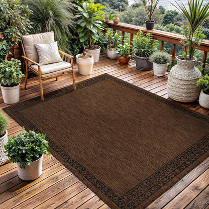 Washable Outdoor Rug 6x9 Modern Area Rugs Outdoor Carpets Bordered Pattern Non Shedding Waterproof Easy Clean Patio Deck Porch Living Room Bedroom Garden RV (6 X 9 Gold)
