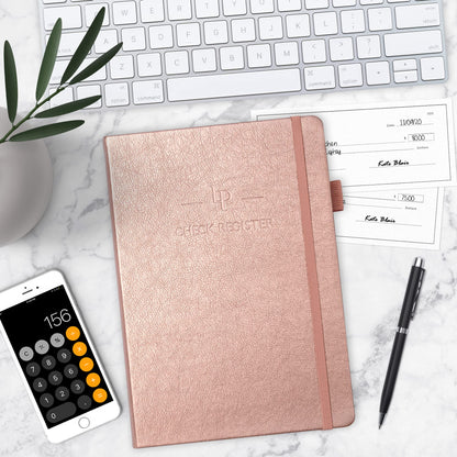 Legend Planner Check Register Book – Accounting Ledger Book for Small Business & Personal Use – Checkbook Register to Track Financial Transactions – Hardcover, 7x10″, 6300 Entries (Rose Gold)
