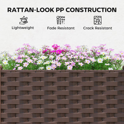 Outsunny Plastic Raised Garden Bed with Legs, Self Watering Elevated Planter Boxes with Drainage Holes and Plugs, Easy Assembly Outdoor Planter Box for Patio Yard Balcony, Vegetables, Flowers, Herbs
