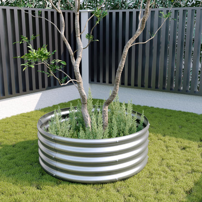 Henshwon 2PCS 3x3x1ft Galvanized Raised Garden Bed Kit-Round Garden Bed Outdoor Planter Box for Vegetables,Flowers,Herbs,Easy Assembly,Silver