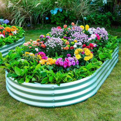 AHEONLAR 2pack 6×3×1ft Raised Garden Bed，Outdoor Galvanized Planter Boxes, Oval Large Metal Raised Garden Beds for Vegetables
