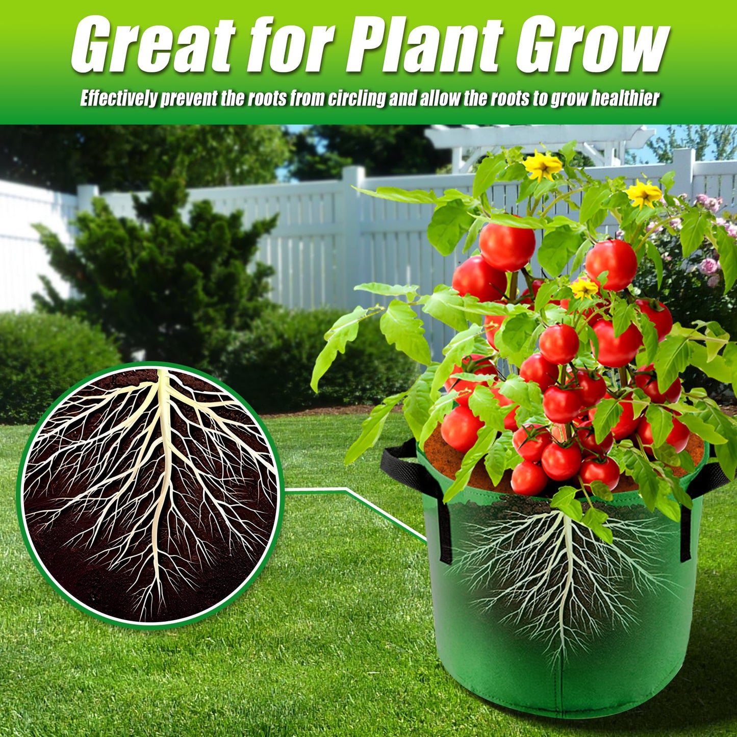 Sinimaka 15 Gallon Grow Bags, 7 Pack Colorful Fabric Plant Pots with Handles for Garden and Outdoor Planting