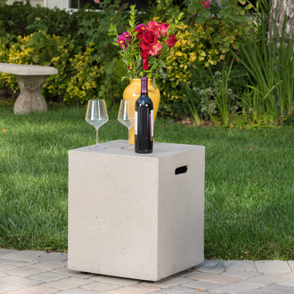 GDFStudio Christopher Knight Home Aidan Outdoor Rectangular Fire Table with Tank Holder, Light Gray