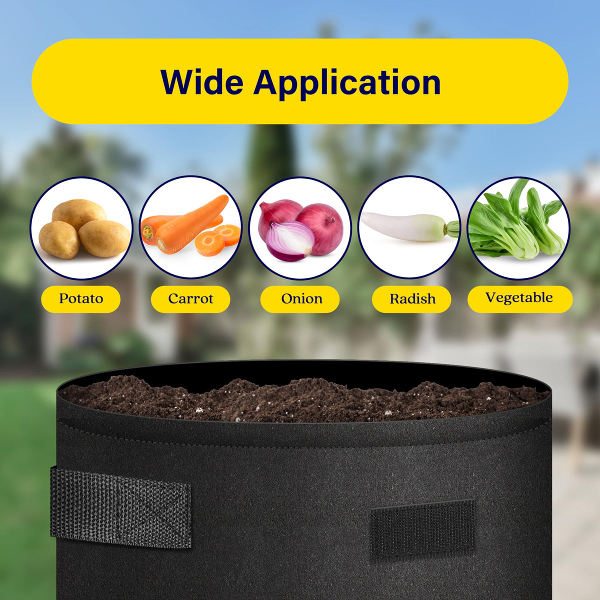 iPower 10 Gallon Potato Grow Bags with Flap, 5-Pack Thick Nonwoven Fabric Planter Pot with Handles and Harvest Window for Potato Tomato and Vegetables, Black