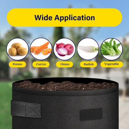 iPower 10 Gallon Potato Grow Bags with Flap, 5-Pack Thick Nonwoven Fabric Planter Pot with Handles and Harvest Window for Potato Tomato and Vegetables, Black