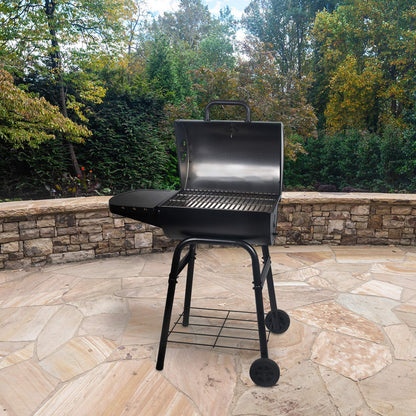 Char-Griller® King-Griller Gambler Charcoal Grill and Smoker with Damper Smoke Control, Cast Iron Grates, and Side Shelf, 315 Cooking Square Inches in Black, Model E1416