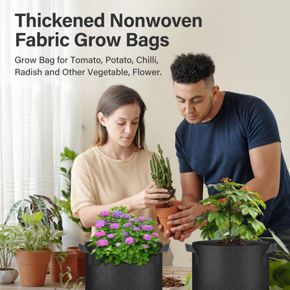 YSSOA 5-Pack 7 Gallon Grow Bags, Aeration Nonwoven Fabric Plant Pots with Handles, Heavy Duty Gardening Planter for Potato, Tomato, Vegetable and Fruits, Black 2024 Version