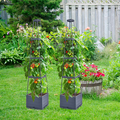 GENMOUS Raised Garden Bed with Tomato Planter Box Trellis, 56'' Tomato Cages for Garden, Tomato Planter Cage for Patio for Climbing Plants Vegetable Vine Flowers Outdoor & Indoor, 4 Pack