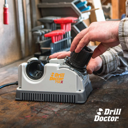 Drill Doctor DD750X Electric Drill Bit Sharpener, 3/32-3/4" High-Speed, Portable - Steel, Masonry, Carbide, Cobalt, Tin-Coated Bits, Adjustable Angles