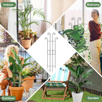 Coomin 32.6in Monstera Plant Support Stakes for Outdoor Plants, Garden Trellis for Climbing Plants, Metal Stakes for Potted Plants Pothos Plant Climber Support, 2P