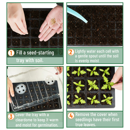 Mr. Pen- Seed Starter Tray Kits, 10 Pack, Total 400 Cells, Durable Plant Germination Trays with Humidity Vented Domes and Bases, Ideal for Seed Starting, Indoor Gardening and Greenhouse
