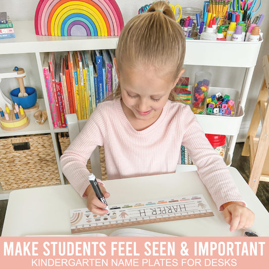 Hadley Designs Desk Name Tags for Classroom –25 Student Name Tags for Desks, Name Plates for Classroom Decor, Teacher Supplies Boho Nametags, 1st 2nd 3rd Grade Kindergarten Preschool Must Haves