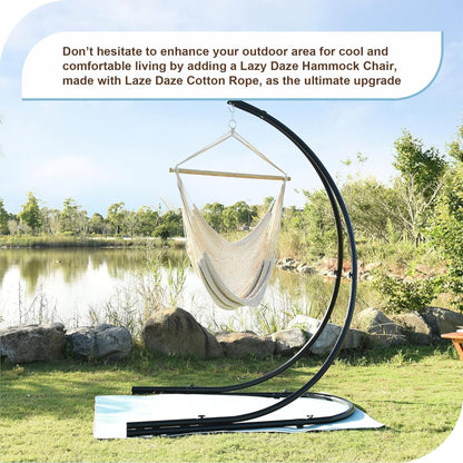 Lazy Daze Hammocks Chair Caribbean Hanging Rope Weaving Chair with 40" Hardwood Spreader Bar and Soft-Spun Cotton Rope for Indoor/Outdoor Backyard & Living Room, Max 300 LBS, Natural