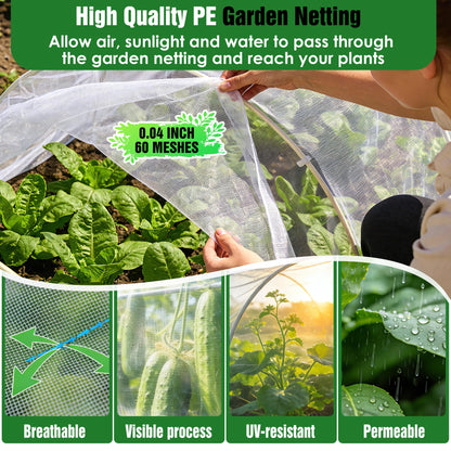 10 X 60FT Garden Mesh Netting Ultra Fine Mesh Netting Pest Barrier for Raised Beds, Mosquito Insect Bug Bird Netting for Blueberry Bushes Strawberry Fruits Vegetables Flowers Plants Cover Protection