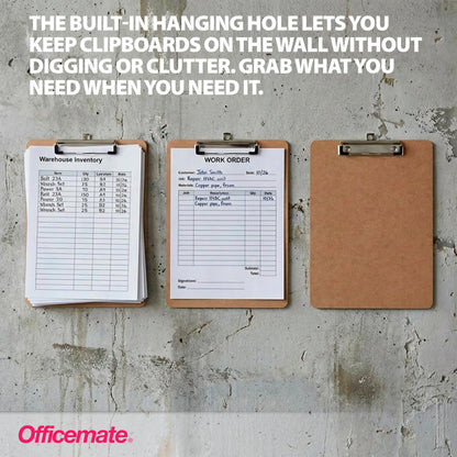 Officemate Recycled Wood Clipboards, Low Profile Clip, 6 Pack Clipboards, Letter Size (9 x 12.5 Inches), Brown (83806)