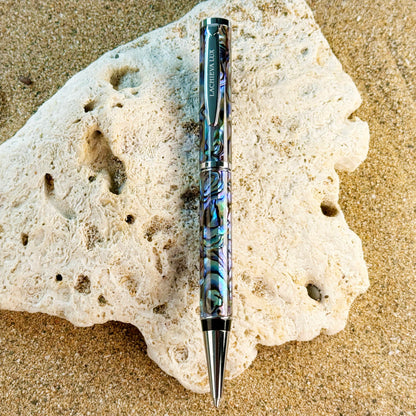 LACHIEVA LUX Abalone Shell Ballpoint Pen, Luxury Gift for Men & Women, German P900M 1.0MM Refill, Executive Writing Pen in Gift Box