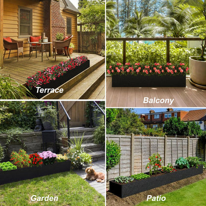 2PCS 12x2x1ft Fabric Raised Garden Bed Outdoor Patio 6 Grids Raised Planter Box Fabric Planters Grow Bags Rectangle Cloth Pots Potato Tomato Strawberry Garden Bed for Growing Vegetables Flower Herb
