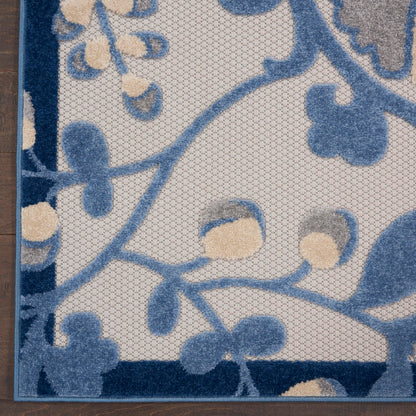 Nourison Home Aloha Blue Grey 7' x 10' Area Rug - Easy Clean, Non Shedding, Bed Room, Living Room, Dining Room, Kitchen (7' x 10')