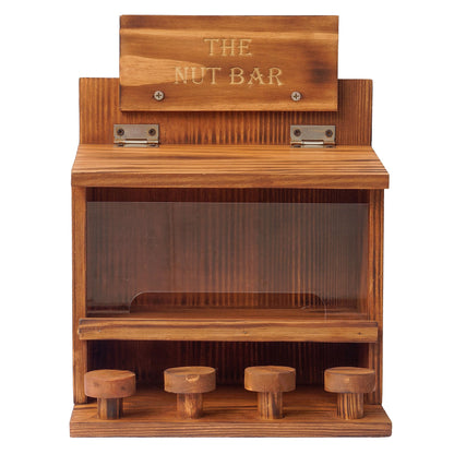 MIXUMON Squirrel Feeder Table The Nut Bar, Wooden Squirrel Picnic Table Feeder, Durable Squirrel Feeder Corn Cob, with Solid Structure, Stable Squirrels Stool Bar, 6.6x9.8x13 Inches (Style 4)