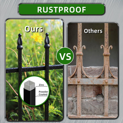 FOREHOGAR Decorative Metal Garden Fence 24 in H x 10 ft L, Border Fence Panels Animal Barrier for Dogs, No Dig Garden Fencing for Yard Patio Flower Bed Lawn Outdoor 5 Panels + 6 Stakes Black