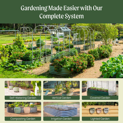 Vego garden Raised Garden Bed Kits, 17" Tall 6 in 1 Modular Metal Raised Planter Bed for Vegetables Flowers Patio Ground Planter Box-Olive Green