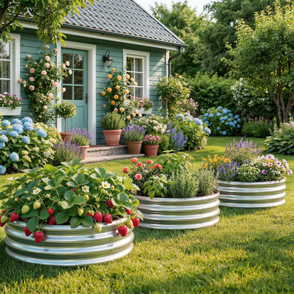 Land Guard Galvanized Raised Garden Bed Kit, Round Large Metal Galvanized Planter Raised Garden Boxes Outdoor…