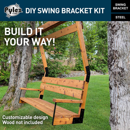 Pylex Swing Brackets for Chair, Outdoor Patio Swings, Wooden Porch Bench, Heavy-Duty Steel DIY Kit - 500 lbs - Steel Bracket Only