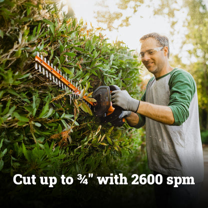WORX 22" Cordless Hedge Trimmer, Electric Hedge Trimmer with Dual-Action Blades, Lightweight Bush Trimmer with 4.4 LBS, Battery & Charger Not Included, WG261.9
