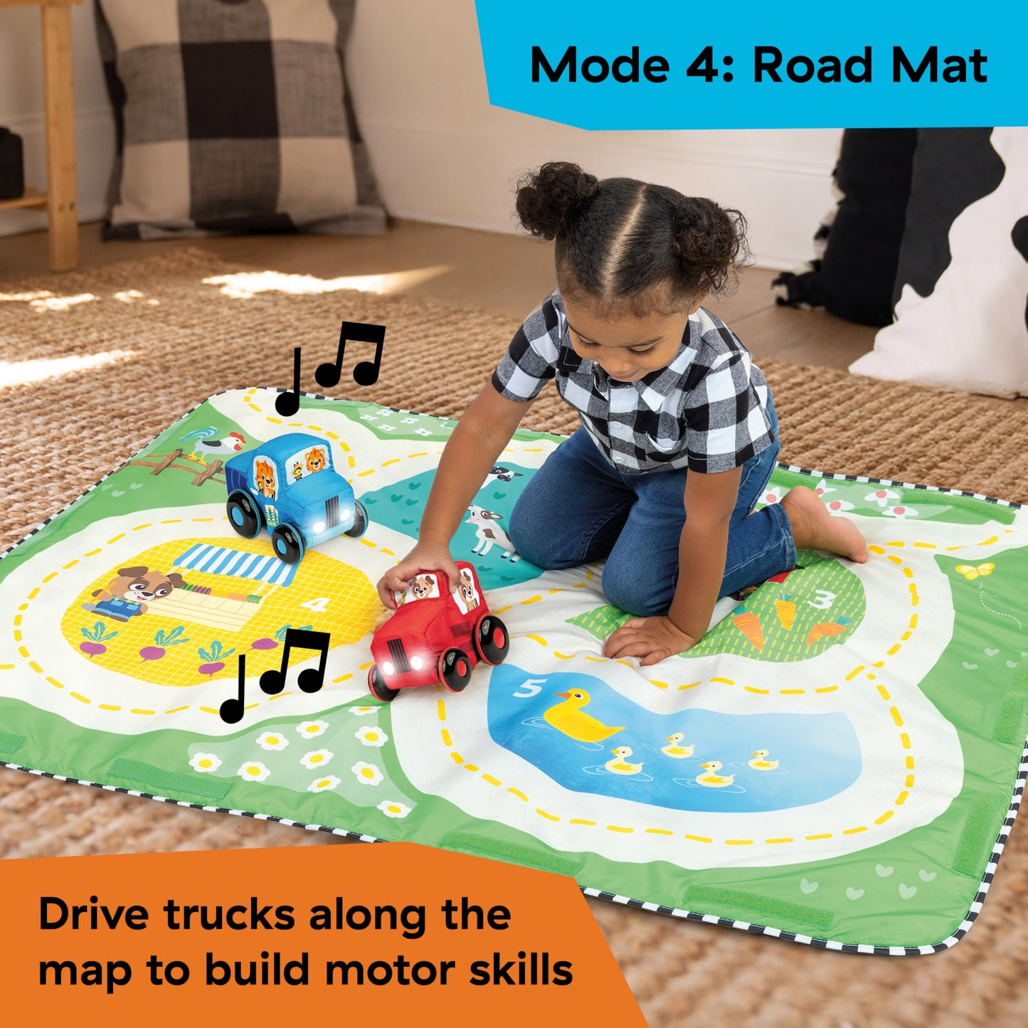 Baby Einstein Busy Barnyard Grow with Me Baby Play Gym - Extra Large Soft Play Mat with 8 Removable Toys Including 30+ Songs & Sounds to Support Motor Skills, Ages 0+ Months