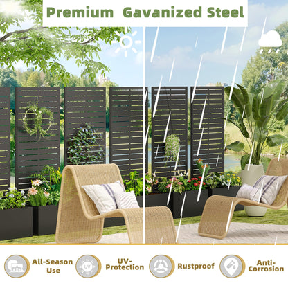 Casaphoria Metal Raised Garden Bed with Trellis, 59"x30"x12" Planter Box for Climbing Plants, Vegetables & Vines, Features Drainage Holes and Privacy Screen (Black-Louvered)
