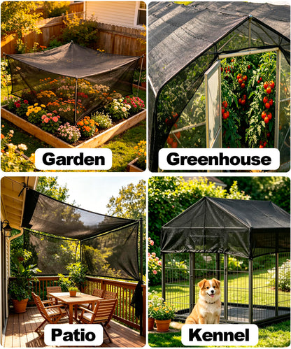 e.share Sun Shade Cloth, 40%-50% Sun Block Mesh Net, 6FT x 10FT Breathable Black Screen for Garden Greenhouse Patio Plants Vegetables Flowers