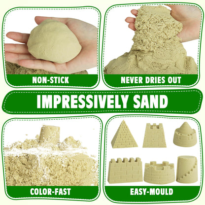 Billeeit Sand Construction Kit with Big Foldable Sandbox and 2.2lbs Moldable Sensory Play Sand, Truck Toys Including Castle Molds and Other Accessories - 36Psc Set Gifts for Kids 3+