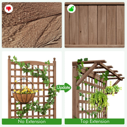 Yaheetech 72" H Garden Planter with Trellis for Vine Climbing Horticultural Plants, Outdoor Raised Box with Drainage Holes, Raised Garden Bed for Flowers, Dark Brown, 2pcs