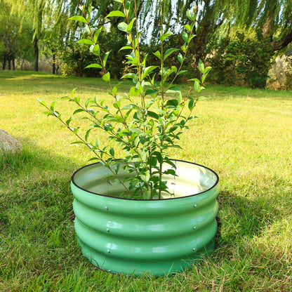 SnugNiture 2x2x1ft Round Galvanized Raised Garden Bed Kit Outdoor, Metal Planter Box for Planting Plants Vegetables, Green