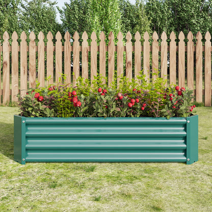 Metal Raised Garden Bed Outdoor, Rectangle Galvanized Rustproof Raised Planter Boxes for Flowers, Plants, Vegetables, Herbs (Green, 4x2x1FT)